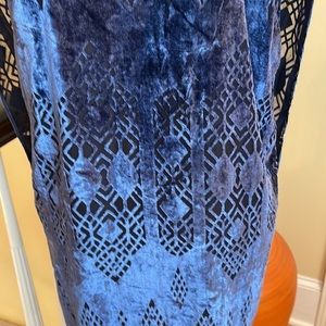 Anthropology Nomad Morgan Carper blue velvet dress with black lining. Made USA